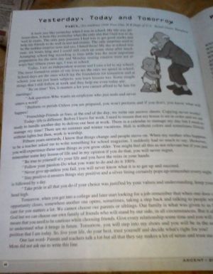 As in the school magazine..