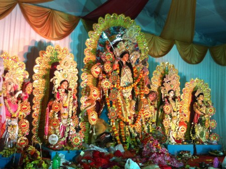 Durga Pandal - where lots of non-veg food stalls are put up.