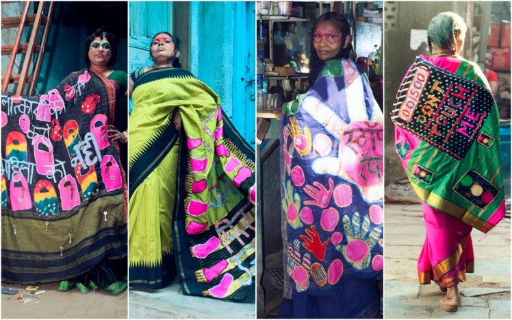 Picture Credits : Public health festival, ‘Alley Galli Biennale’ held at Dharavi in Mumbai - From Left, "Lock the rapist, not the woman; Stop Rape, Don't touch me, "