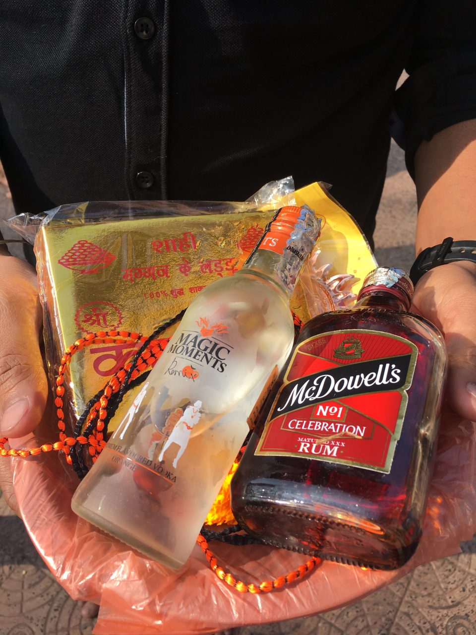 Alcohal as offerings.