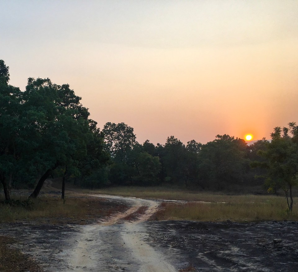 The Sun setting behind the Bandhavgarh hill..