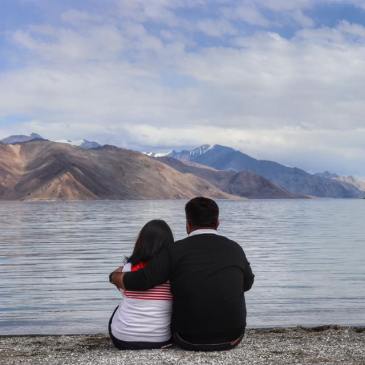 Looking over Pangong Lake
